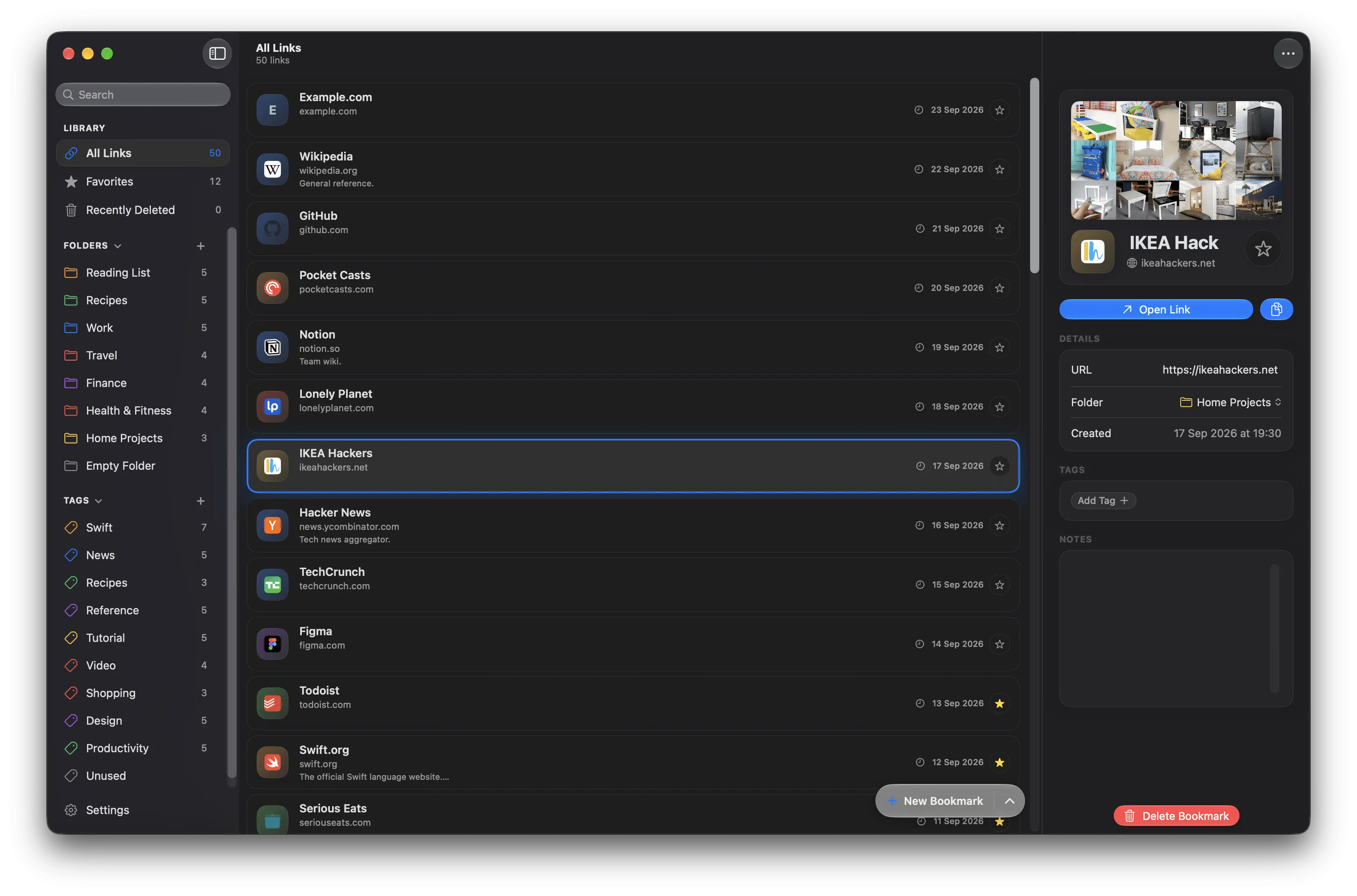 The same library shown as a compact list instead of a grid